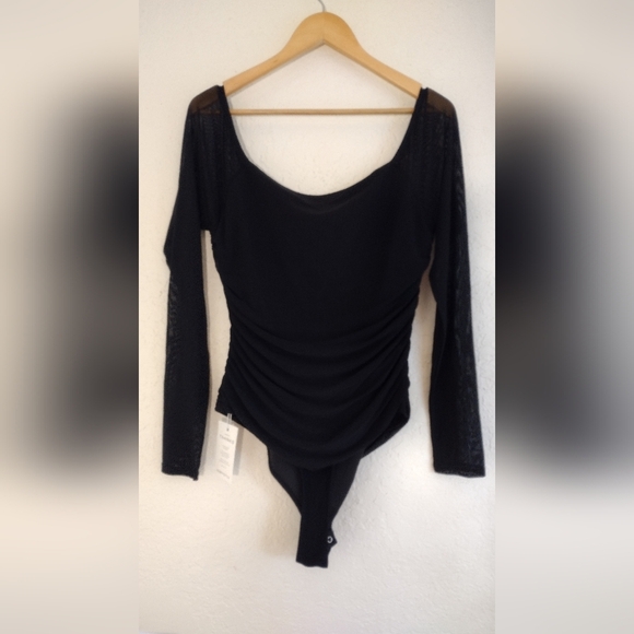 Pinkmstyle Black Sheer Sleeves Bodysuit - Picture 6 of 6